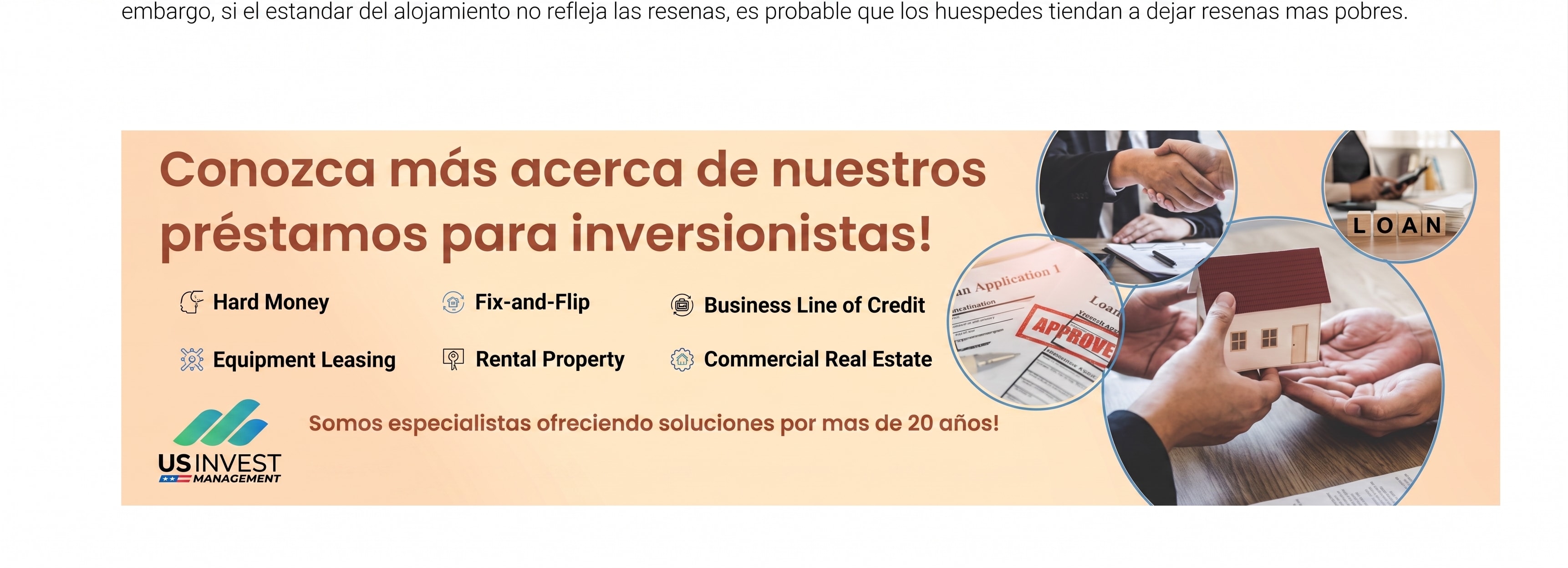 US Invest Management investor loan services